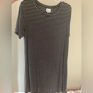 Navy Blue Striped T Shirt Dress